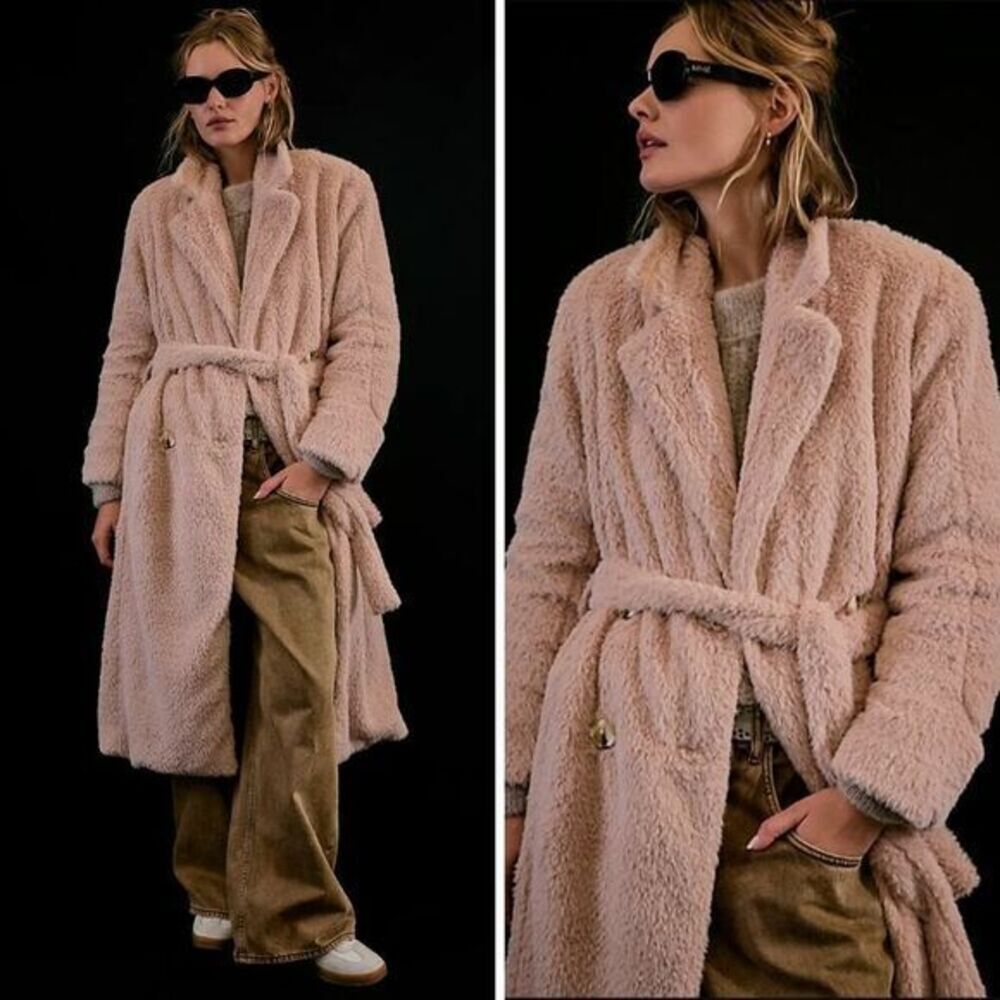 New! Free People Cuff It Coat in pink, size L‎